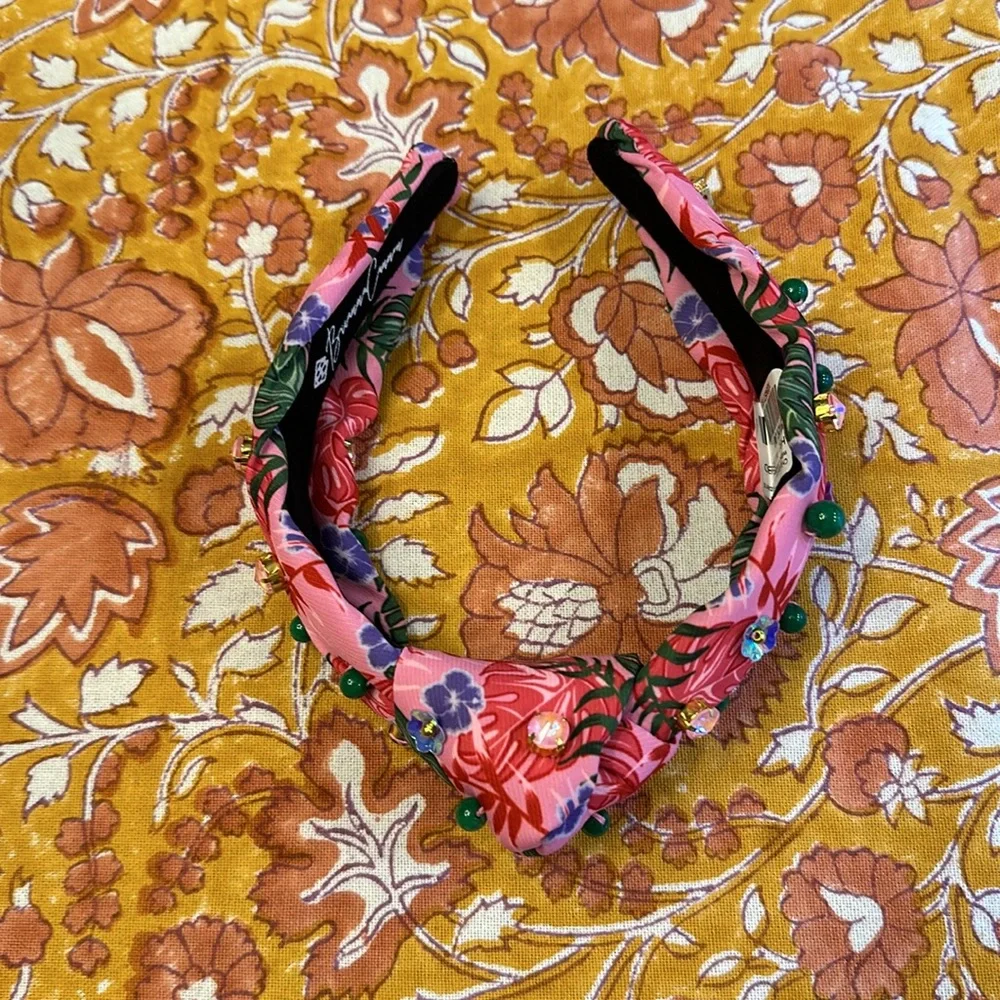 BRIANNA CANNON CHILD SIZE PINK LUAU HEADBAND WITH CRYSTALS & BEADS